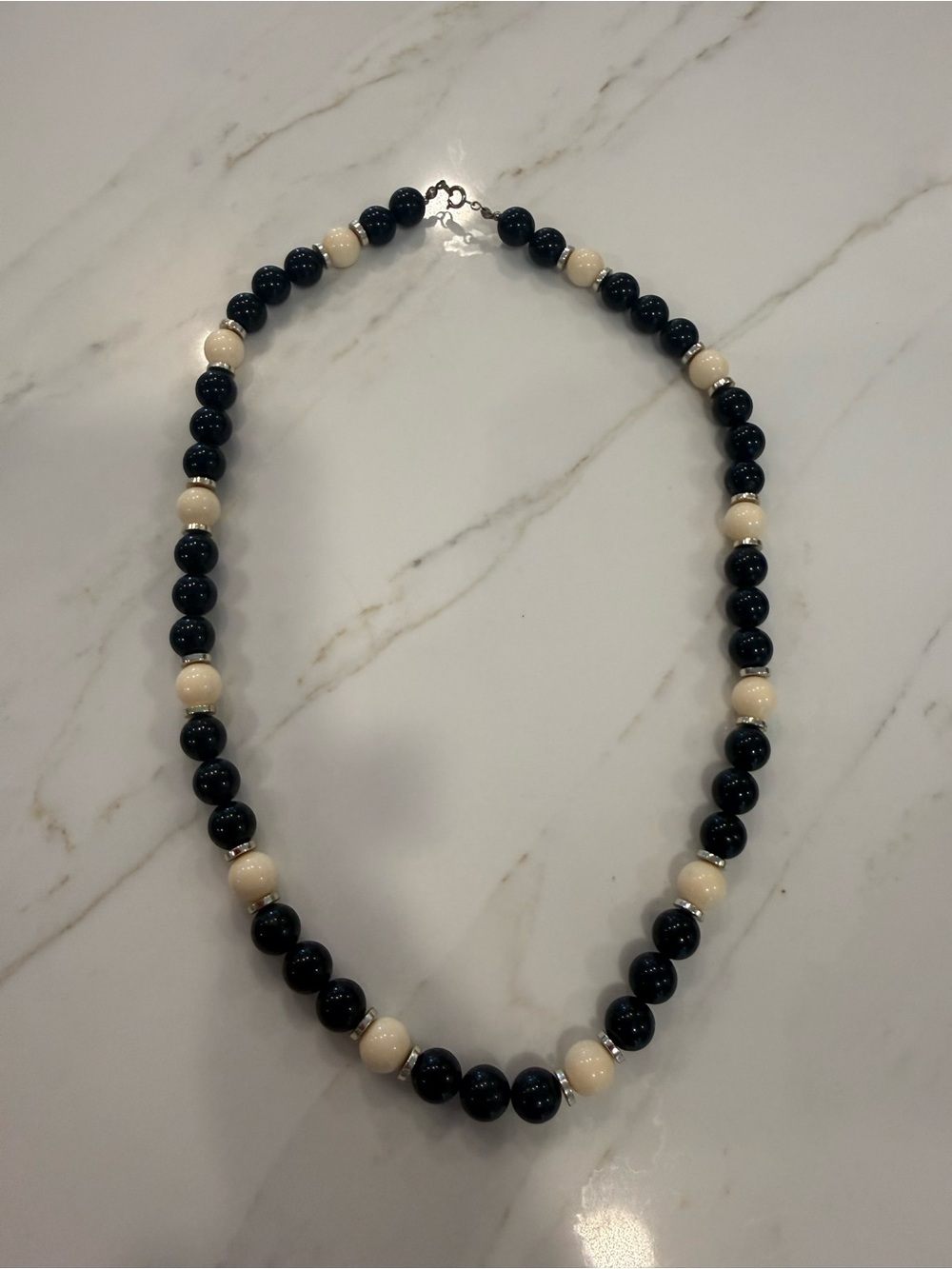 Classic Black and Cream Beaded Necklace